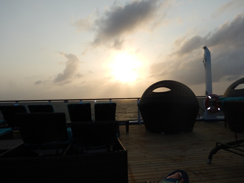 Relaxing on Serenity Deck during Sunset