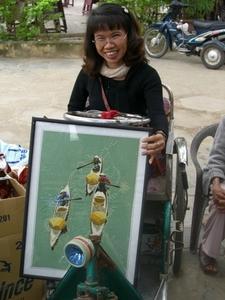 Tam and her beautiful hand embroidered silk picture