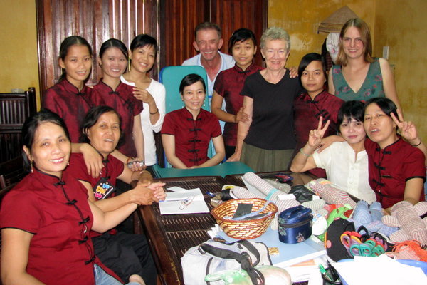 Lieu with her friends and volunteers at the Lifestart Foundation Workshop