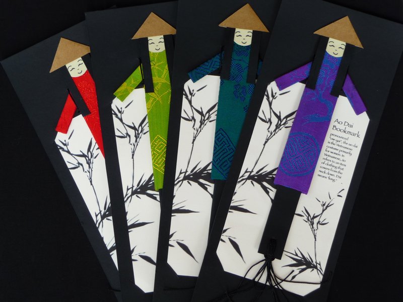 Ao Dai Bookmarks made using Vietnamese Silk