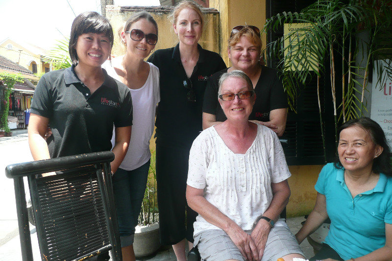 Volunteers Lan, Larissa, Emma , Karen and I pictured with Lieu