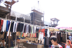 Burnt building behind the bazaar