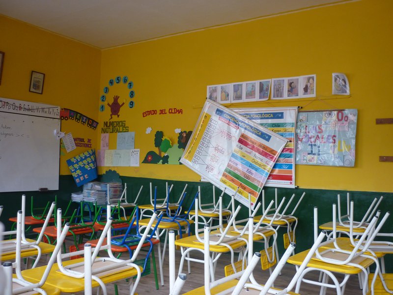The inside of the school.