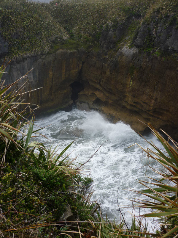 A carved out square of rock in Punakaiki