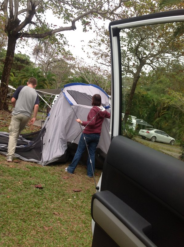 tent putting up - Wonga beach