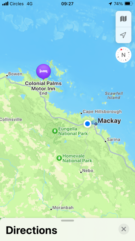 Airlie beach to first stop near Mackay