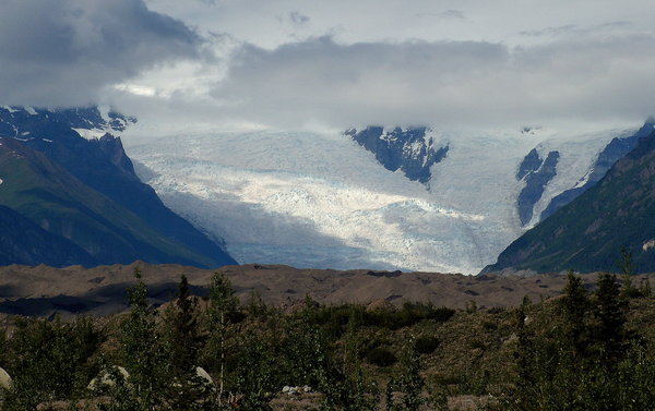 Kennicott Glacier with sun streaks