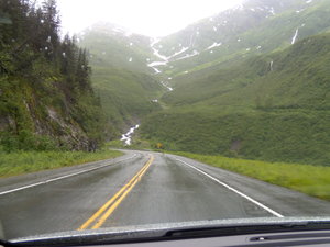 Snow at the top, water rushing down