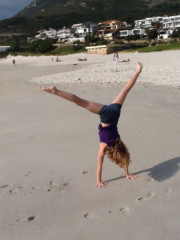 Cartwheels at Camps - the evidence of the first attempt can be seen in the sand 