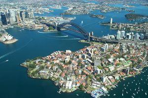 Sydney Harbour Bridge from the air.