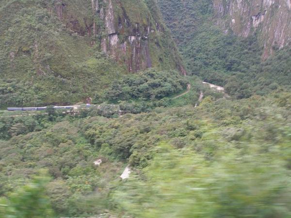 the train in the valley towards Agua Calientes