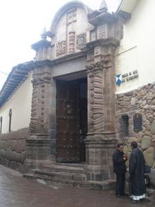 to the left of the museun entrance the Inca stonework