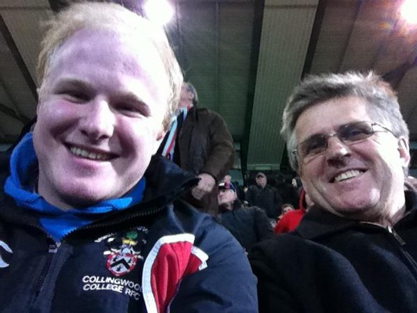 At the Rugby with Tim