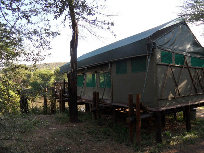 Side view of the tent