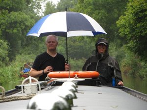 Canal boating in the rain