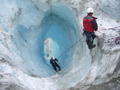 Ice Climbing on Fox Glacier - Look at this massive ice hole we found!