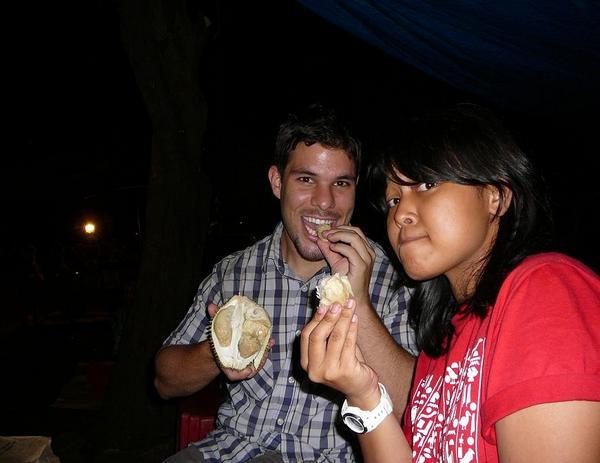 eating durian with Amelia
