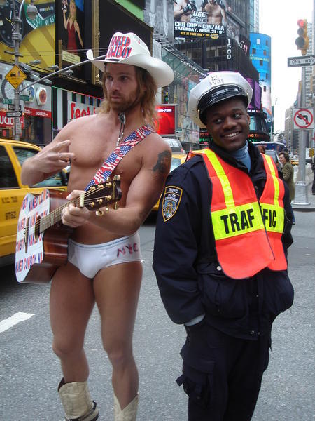 Naked Cowboy w/ Traffic Warden
