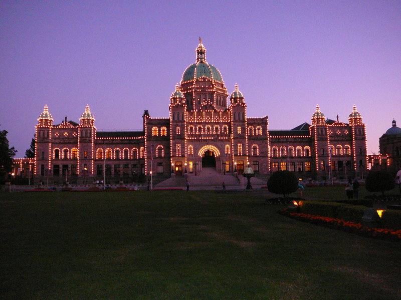 Parliament building at dusk, Victoria