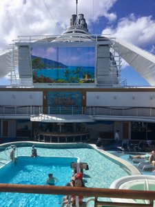  Projection screen at one of the pools