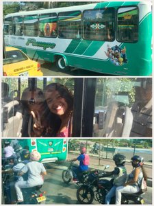  Bus, smiling girls, crazy taxi motorcycles 