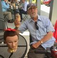 Lulu & Sam enjoying his ice cream cone 