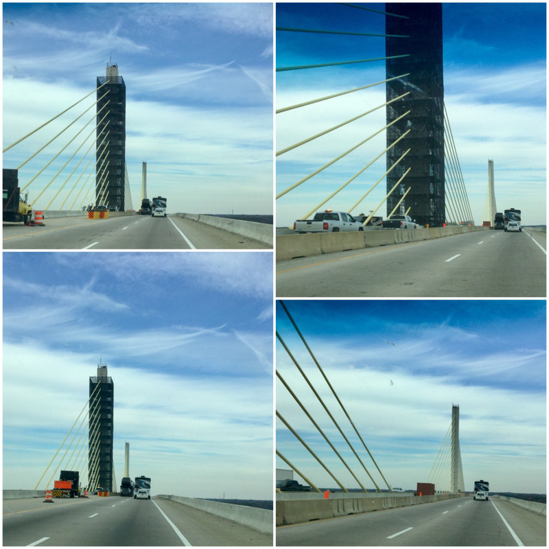 Crossing a big bridge on our way home