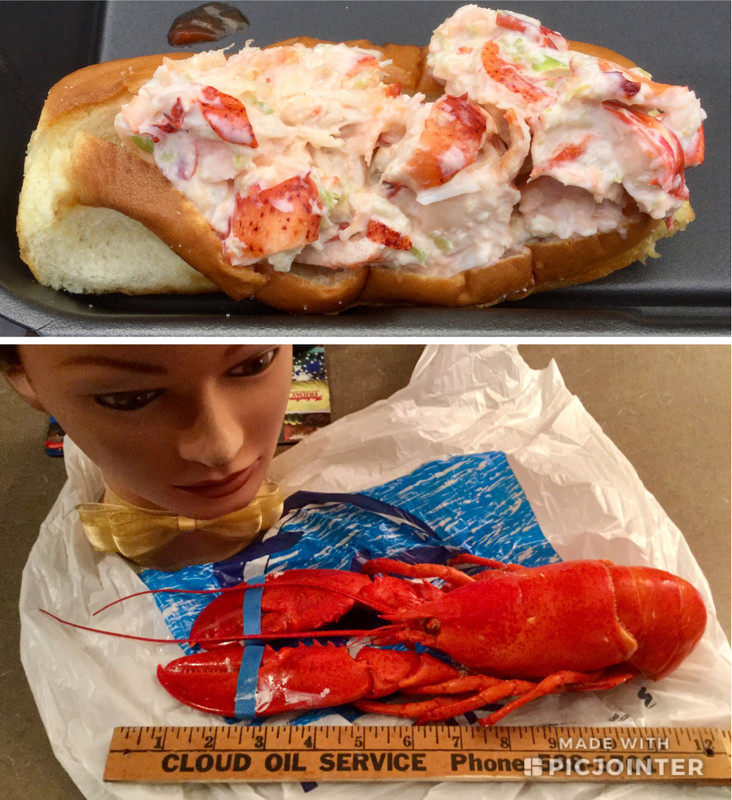 My lobster roll and “to-go” lobster 
