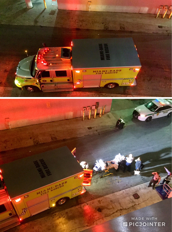 Ambulance for sick woman on the ship