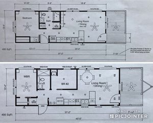 Floor plans for the cottages: 1 & 2 bedroom 