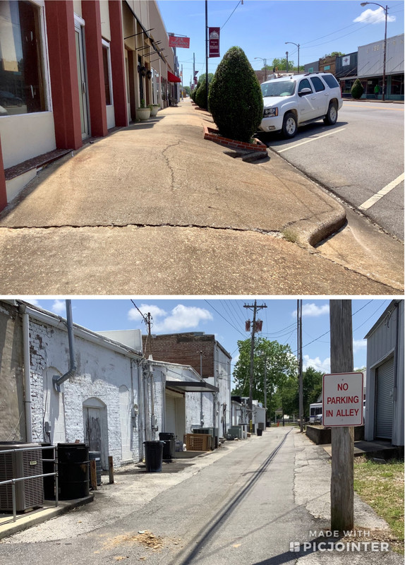 Sloping sidewalks- back alleys 