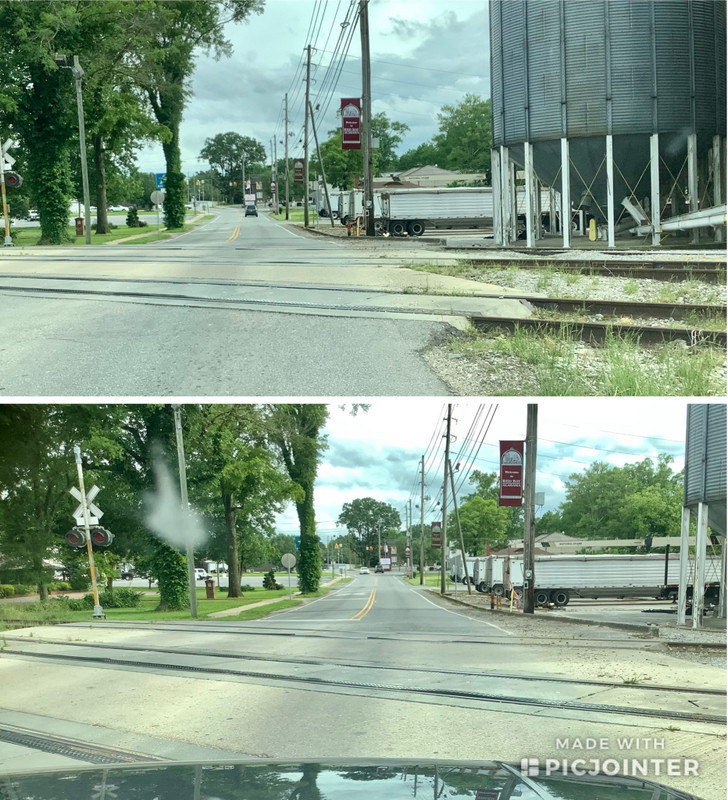 Bad railroad tracks next to dog food factory