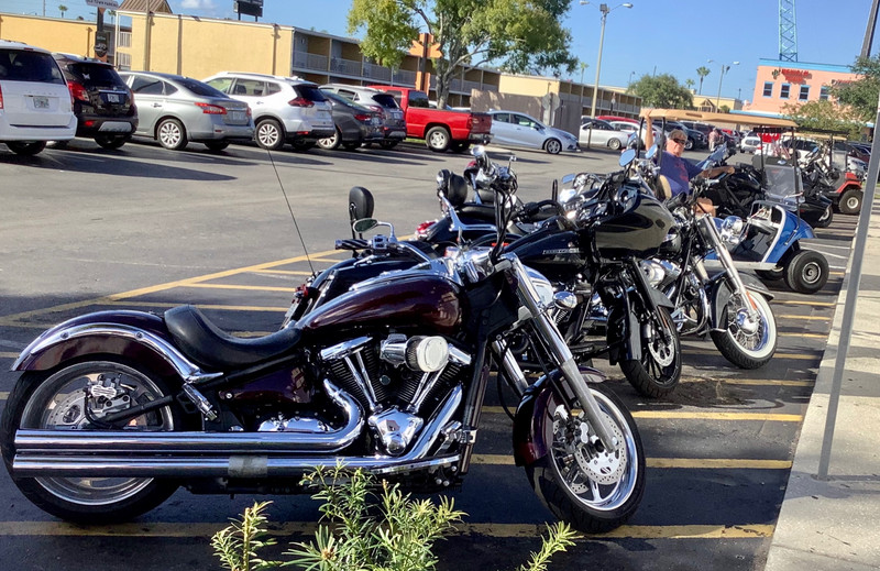 Parked with the motorcycles 