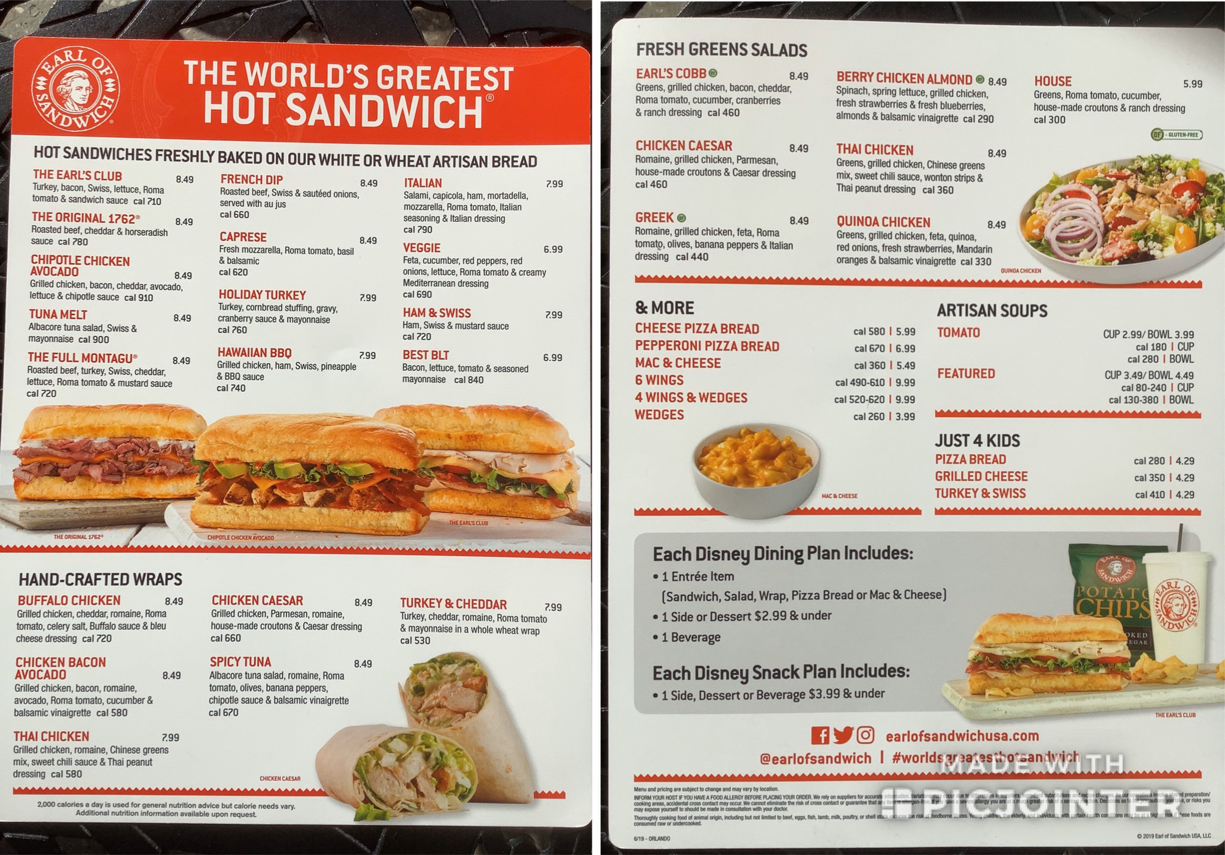 Earl Of Sandwich Menu 