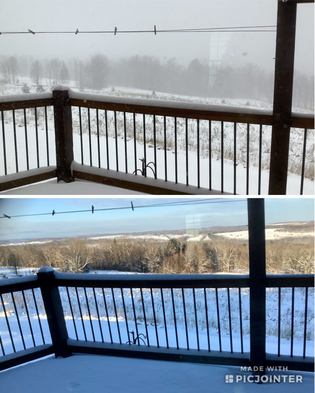 Before and after on his deck