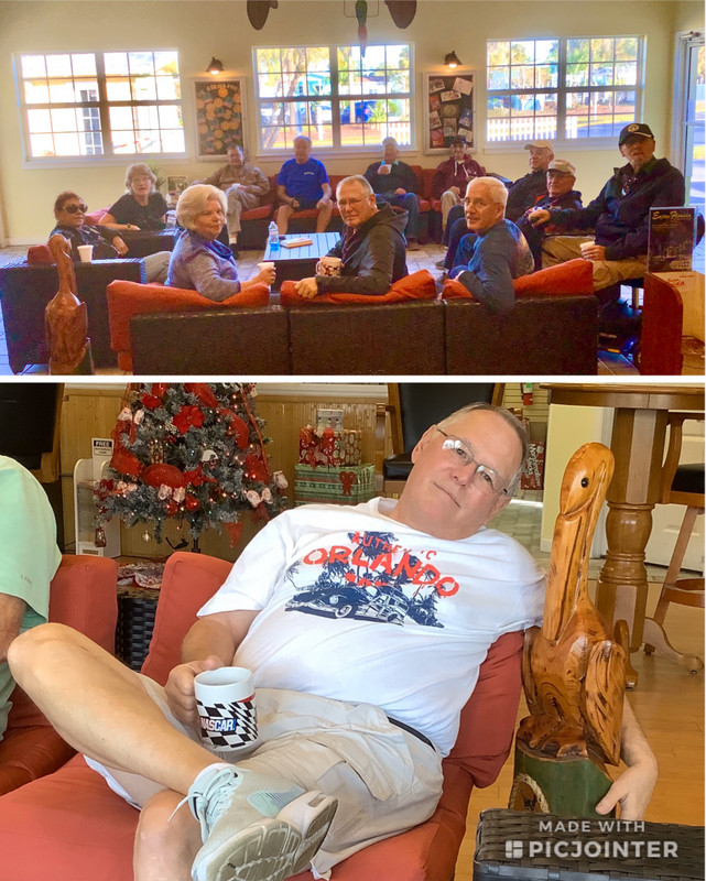Daily coffee group in lobby...Relaxed John 