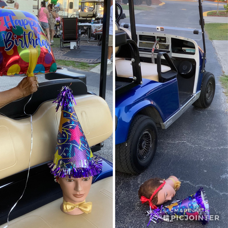 OMG! Lulu falls out of the golf cart! 