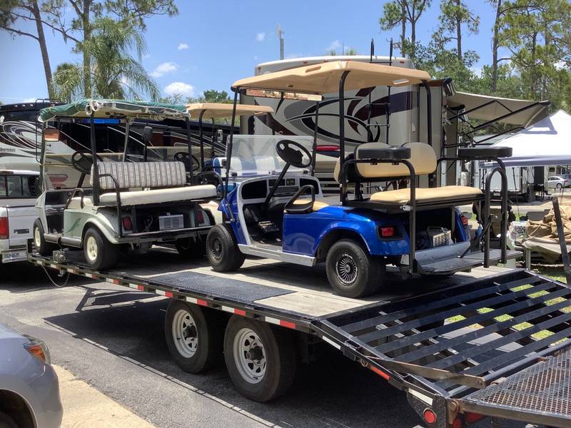 Our golf cart going to storage 