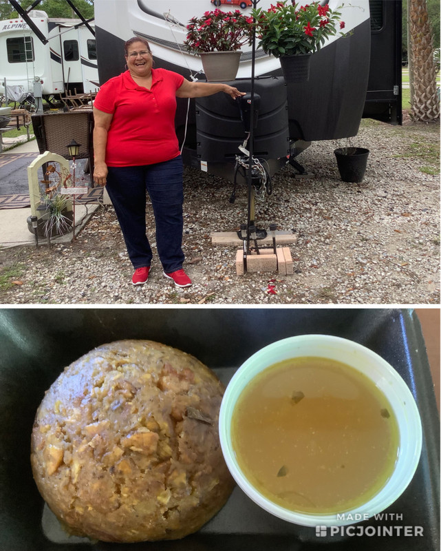Melba gave us Mofongo with chicken broth 