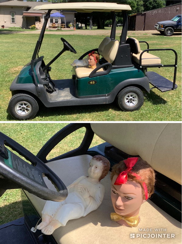 Lulu in our golf cart..and with AnnJesus