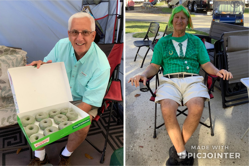Jim brought green donuts for Joe, the leprechaun 