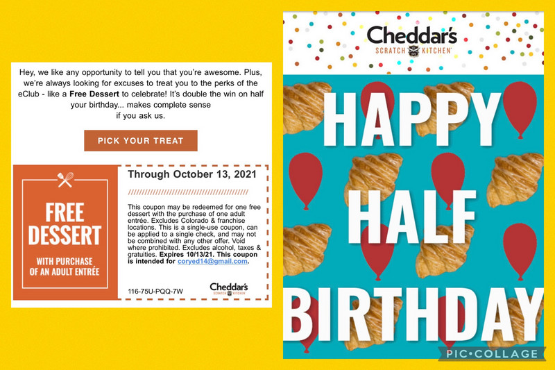 Cheddars coupon for a free desert! 