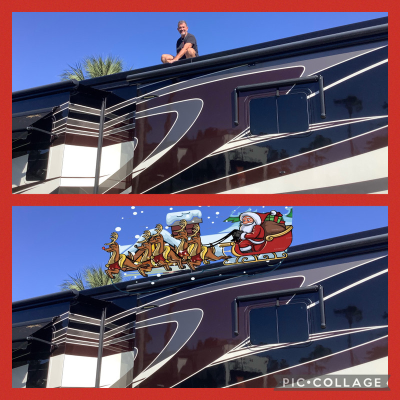 Ray & Santa on Sam & Sandy’s RV roof 