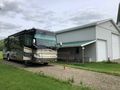 Lulu and our RV at our polebarn 