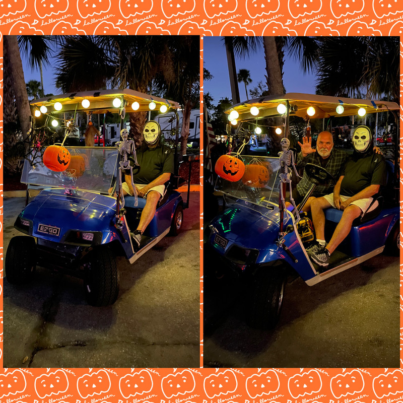 Halloween golf cart parade….Cory the Skeleton 