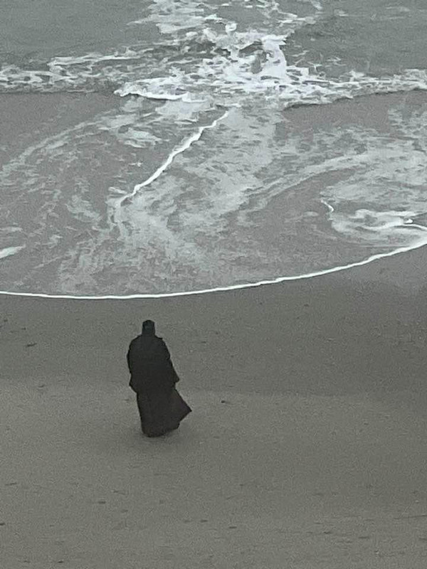 Me in my burka on the beach