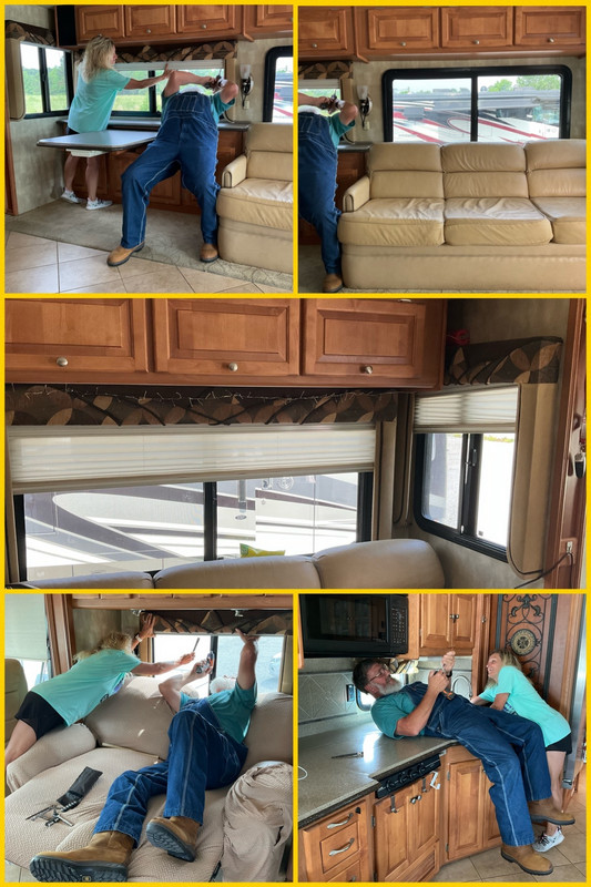 Gary & Kim took down our old valences and shades 