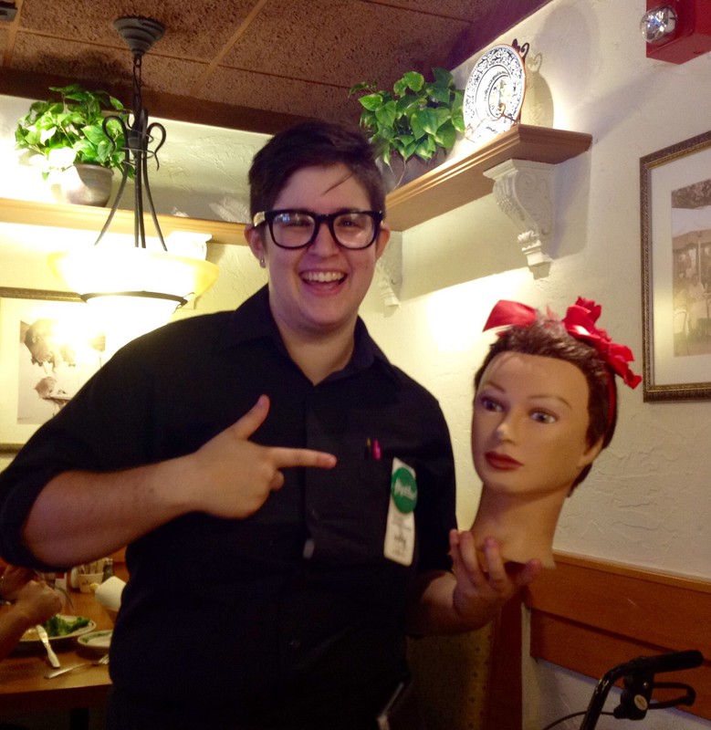 Our waitress, Cas