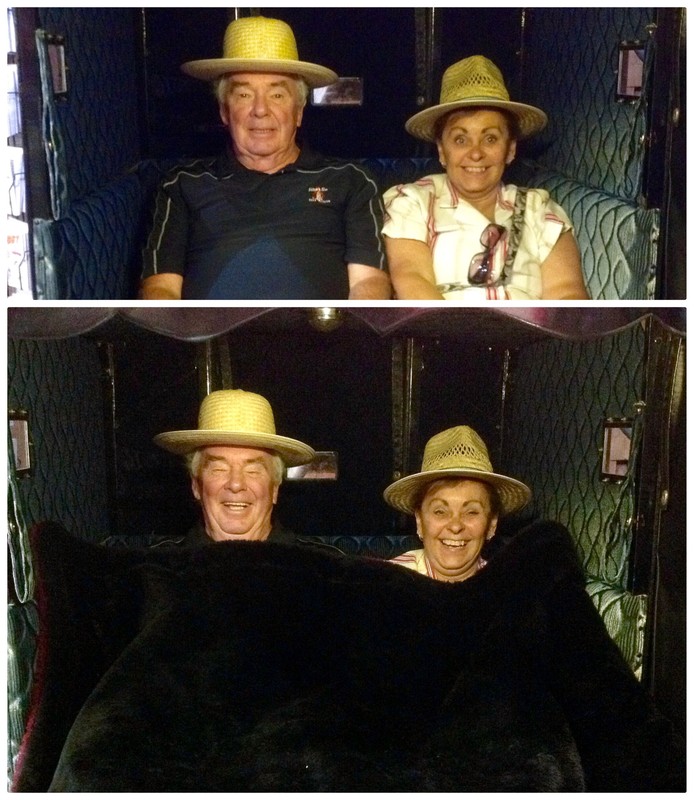 Cory & Sandy inside an Amish buggy