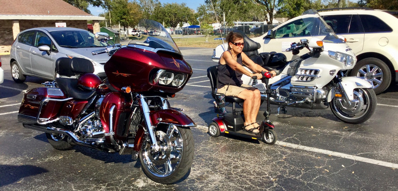 Sandy, riding with the Hogs